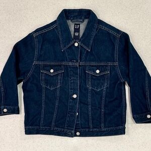 MINT GAP Denim Blue Jean Jacket dark~ dark wash ~ 3/4 length sleeves